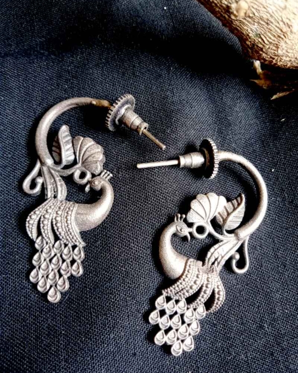 peacock flip earring