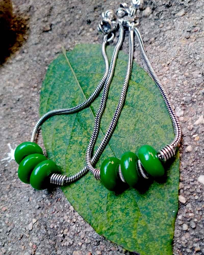 fusion anklets green beads
